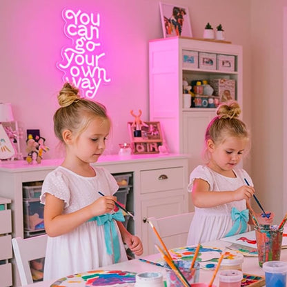 You Can Go Your Own Way Neon Sign,Neon Signs for Wall Decor,Motivational Pink LED Wall Light for Girls Bedroom,Teen Room,Dorm Decor,Neon Aesthetic Sign,Gift for Girls,USB Powerd Dimmer Switch