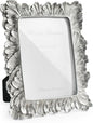 Silver 5x7 Picture Frame, Vintage Silver Palm Leaves Textured Hand-Crafted Resin with Glass Front Elegant Retro Vintage Rustic Design Photo Frame for Wall and Tabletop Display Home Decor