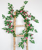 6FT Bendable Rose Vine with Butterflies, Wildflower Garland Hanging Floral Garland for Wall Decor Trellis Fence Home Room Decoration (Pink, 1pc)