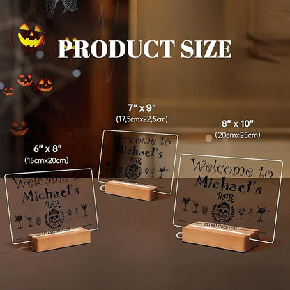 Personalized Bar Gifts for HOME BAR, Custom Name Date Acrylic Light Up Signs, Customized Acrylic Plaque with Night Light, Personalized Night Light for Man Cave Decor