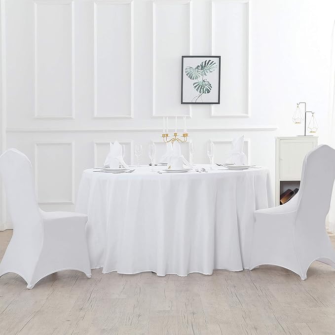 60 inch Round Tablecloth Washable Polyester Table Cloth Decorative Table Cover for Wedding Party Dining Banquet（60 inch,White）