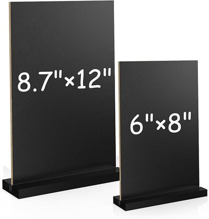 EHWINE Mini Chalkboard Easel Sign Set,8 Pack 6x8 Inch Wooden Boards with Acrylic Base and Liquid Chalk Markers, Reusable Double Sided Tabletop Display for Wedding, Restaurant, Party, Coffee Shop Decor