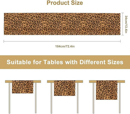 Leopard Print Table Runner Wildlife Vintage Cheetah Fur Spot Animal Skin Spots Pattern Table Cloth for Garden Farmhouse Wedding Party Vacation Dinner Home Decoration, 13x36 Inch