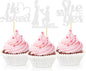Sotpot 24PCS He Asked She Said Yes Cupcake Toppers With Heart Silver Glitter for Wedding Bridal Shower Wedding Engagement Party Cake Decorations
