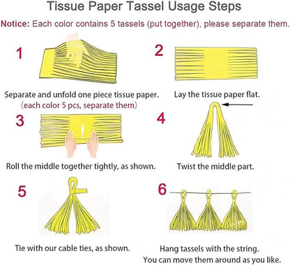 ZOOYOO Shiny Tassel Garland Tissue Paper Tassel Banner Table Decor,DIY Kits for Birthday,Wedding,Bridal Shower,Bachelorette,Graduation,Anniversary,Party Decorations,Pack of 15(Purple Gold)