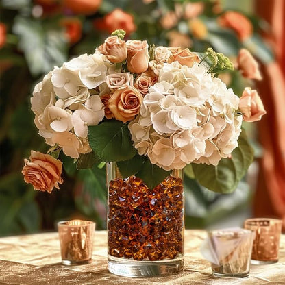 HappyFiller 700 PCS Pack Dark Amber Fake Ice Rocks Small Crystal Cube Stones Fake Diamonds for Vase Fillers,Resin Arts Crafts,Fall Decoration,Home Accents Floral Decor,Table Scatters,Photo Props