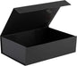 Hard Black Gift Box With Magnetic Closure Lid 10.5"x7"x3" Pack Of 2 Black Ribbed Rectangle Favor Boxes With Black Ribbed Finish For Wedding, Bridesmaid Groomsman Proposal, Clothing (2 Boxes)