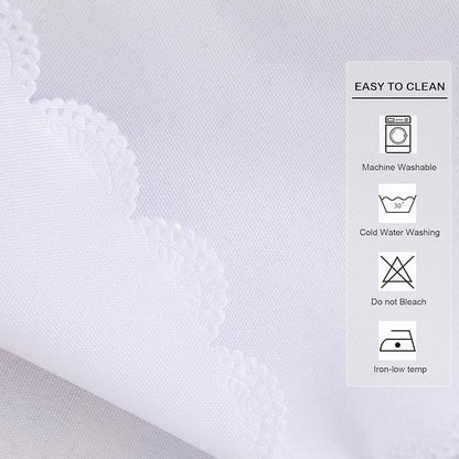 Round White Tablecloth 48 Inch Polyester Fabric Washable Table Cloth Decorative Wrinkle Resistant Solid Color Table Cover for Kitchen Dinning Party Wedding Camping