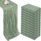 12 Pack Sage Green Cheesecloth Table Runner 10ft Boho Gauze Fabric Cheese Cloth Table Runner 35 x 120 Inch Rustic Sheer for Romantic Wedding Decor Baby Shower Party Table Centerpiece Decoration