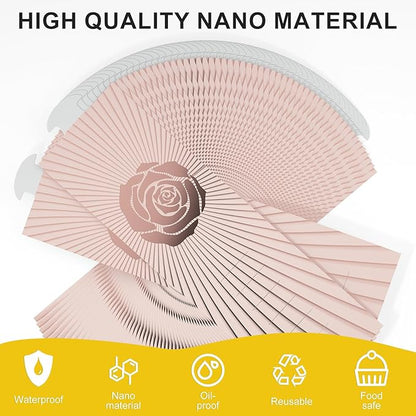 Polymer Material Reusable Napkin Band, Glue-Free Tear-Proof Water Resistant Oil-Proof Napkin Bands Set of 50(Front Rose Gold Color and Back Silver), 6 Adjustable Sizes Napkin Rings
