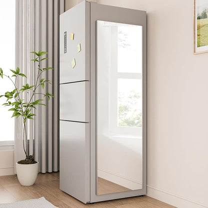 63"x20" Magnetic Mirror Lightweight Full-Length Mirror | Strong Adhesion, Easy Installation | Suitable for Refrigerators, Glass Walls, Wooden Doors, and More | 2.8LBS Ultra-Strong Support, White