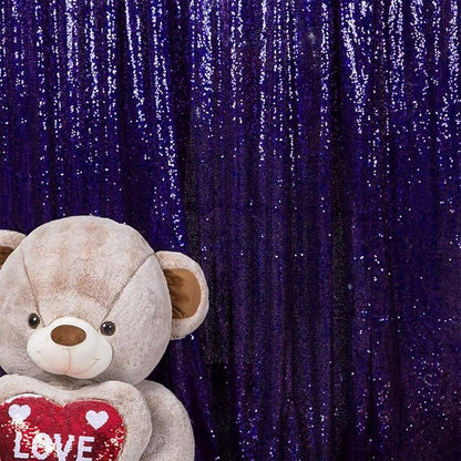 JYFLZQ Purple Sequin Backdrop Curtains 2ft x 8ft 2 Panels Glitter Photo Booth Backdrops Sparkly Photography Background Drapes for Parties Wedding Bridal Showers