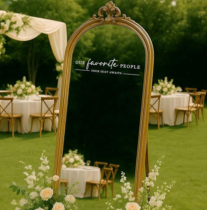 Our Favorite People Vinyl Decal, Find Your Seat Vinyl Decal, Wedding Sign Decal, Seating Chart Sticker, Our Favorite People Sticker, Wedding Removable Adhesive (White, Wide 20")