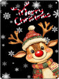Merry Christmas Reindeer Metal Tin Sign - Funny Christmas House Decoration 12x16Inch for Outdoor and Indoor Use