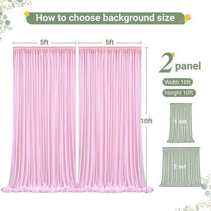 Baby Pink Tulle Backdrop Curtain for Wedding Parties,10ft x 10ft Wrinkle Free Curtain Backdrop,2 Layer Drapes for Backdrop,Polyester Back Drop for Bridal Shower Birthday Baby Shower Photography