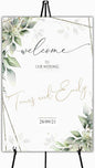 Editable Welcome Sign, Welcome Sign, Geometric Greenery Sign, Floral, Eucalyptus Wedding Sign