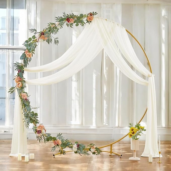 MDS Halloween Chiffon Draping Fabric - 1 Panel, 30" Wide x 30ft Long - Sheer Spooky Arbor & Canopy Drapery for Haunted House Backdrops, Party Ceilings, DIY Costumes & Themed Events - Ivory