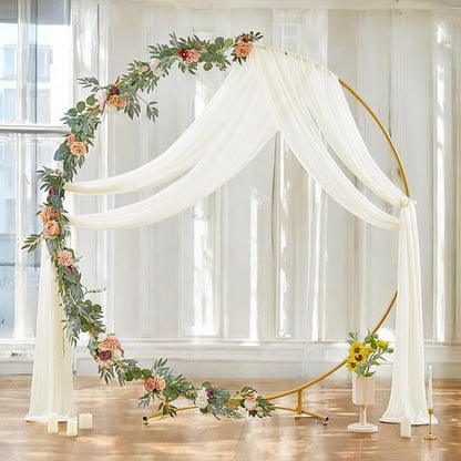 MDS Halloween Chiffon Draping Fabric - 2 Panel, 30" Wide x 50ft Long - Sheer Spooky Arbor & Canopy Drapery for Haunted House Backdrops, Party Ceilings, DIY Costumes & Themed Events - Ivory