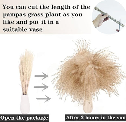 200PCS Dried Flower Bouquet – Pampas Grass, Floral Decor for Home, Wedding, and Boho Style | Perfect for Vases, Fall, Spring, Summer, and Winter Arrangements