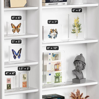 6x8 Acrylic Picture Frame 5 Pack, Clear Freestanding Double Sided Frameless Magnetic Photo Frames, Desktop Display Decor Gift
