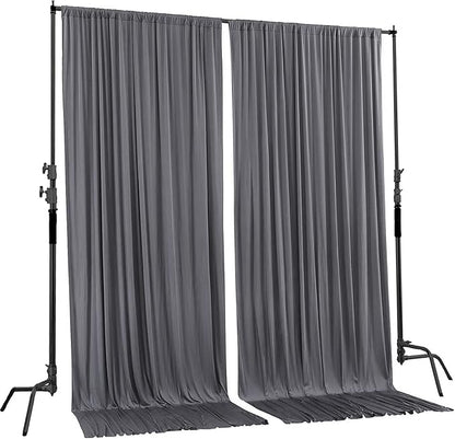 AK TRADING CO. 10 feet x 10 feet Charcoal IFR Polyester Backdrop Drapes Curtains Panels with Rod Pockets - Wedding Ceremony Party Home Window Decorations