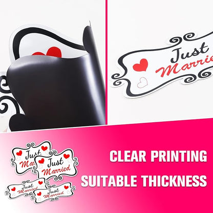 Just Married Car Magnet Set, Marry Me Magnetic Sign for Car Wedding Decoration White 4 PCS(2 Large 12 * 8 in + 2 Small 12 * 4 in)
