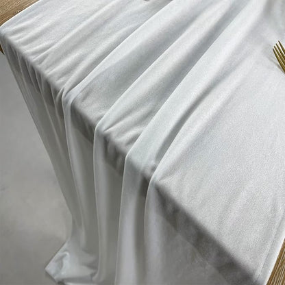 Luxurious Velvet Table Runner, 10ft Wedding Reception Decorations, 20x120inch Soft Velvet Fabric, Table Linen Overlay, Wedding Table Runners (White, 20X120inch)