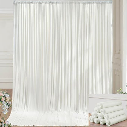 50×14ft Wrinkle Free Ivory Backdrop Curtain, Soft Silky Easy to Drape Cream Wedding Drapes for Backdrop, 10 Panels 5×14ft Photo Backdrop Curtains for Parties Birthday Photography Background Cloth
