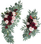 ponatia Wedding Arch Flowers (Pack of 2), Artificial Burgundy Wedding Flowers for Wedding Welcome Signs Decorations and Arch Flower for Wedding Ceremony Reception (Burgundy & Blush)