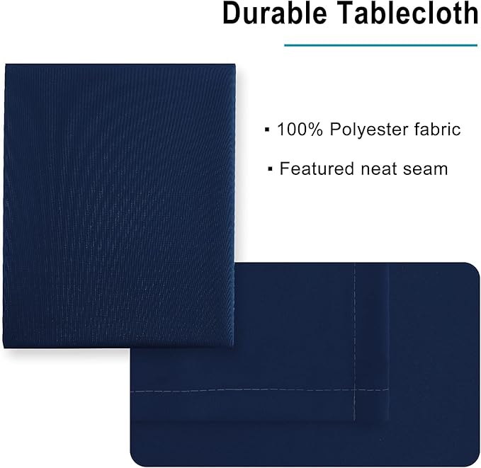 Hiasan Tablecloth for Rectangle Tables - 70 x 140 inch - Waterproof, Spillproof & Wrinkle Resistant Washable Polyester Table Cloth for Dining/Party/Outdoor Picnic, Navy Blue