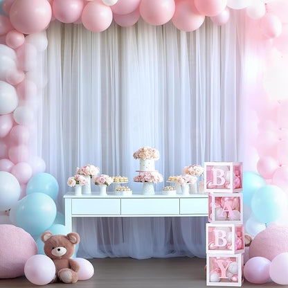 6 Panels White Sheer Tulle Backdrop Curtains for Parties Wedding 30ft x 8ft White Curtain Backdrop for Birthday Party Baby Shower Photos Background Drape(5ft x 8ft, 6 Panels)