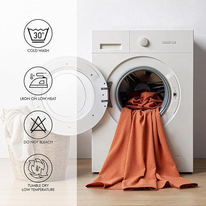 MIULEE Fall Tablecloth Burnt Orange Linen Cottton Table Cloth Rectangle Waterproof Spillproof Cross-Star Textured Table Cltoth Decorative Farmhouse for Dining Party Weddings 60x120 Inch