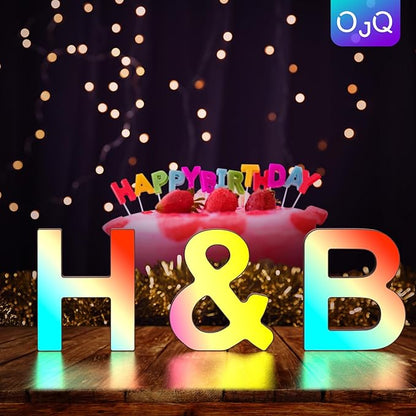 OJQ Light Up Letters LED Letter - Marquee Letters Room Decor Alphabet Letter Music Sync Color Change Colorful - Christmas Birthday Gifts for Girl - Teen Girls Gifts Party Home Wall Decor