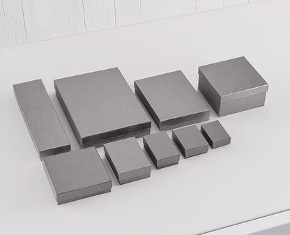 TheDisplayGuys - 25-Pack #53 Kraft Paper Cardboard Gift Boxes/Jewelry Cases w. Cotton Padding & Lid - Pearl Grey - (5.4" x 3.9" x 1.0")