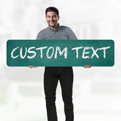 Custom Sign, Custom Street Sign, 11 Font Colors, 13 Font Styles, 4 Hole Options, 22 Sizes, 12x48 Inches, Rust Free DiBound, Fade Resistant, Made in USA by My Sign Center (Chalkboard Green)