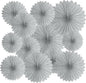 20 Pcs Silver Grey Hanging Paper Fan, Hanging Honeycomb Round Paper Fans for Weddings, Birthdays, Christmas, Baby Showers, Classroom, Events Ceiling Party Supplies Decorations