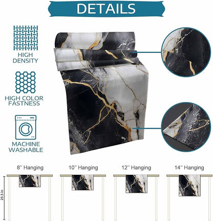 Black White Marble Cotton Linen Table Runner for Dining Kitchen, Wedding Outdoor Party Tablerunners Decoration, Nature Marble Crack Modern Art Dresser Scarf Coffee Tablecloth Runners 13x120 Inches