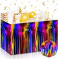 3 Pack 29 x108 Inch Rainbow Foil Fringe Table Skirts Metallic Banner for Tinsel Streamer Garland Backdrop for Parade Floats Wedding Thanksgiving Birthday Christmas Halloween New Year Party Decoration