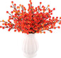 40 Pcs Artificial Berry Stems Branches, Fall Halloween Faux Holly Berries Picks and Sprays Ornaments for Thanksgiving Wreath DIY Craft Decorations Holiday Home Decor (40, Orange)