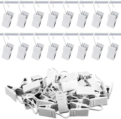 JANYUN 120 Pack White Clip Hook Set Curtain Clips for Curtain Picture Home Decoration Art Craft Dispaly Hang Light Clip (White)
