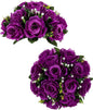 BLOSMON Flower Balls Wedding Rose Centerpieces: 2 Pcs Fake Flowers with Base White Kissing Balls Decor White Artificial Floral Arrangements Flower Bouquet of Roses Home Party Table DIY Decorations