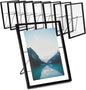 Juvale Wedding Floating Glass Picture Frames - 8-Pack, Black, 6.9" x 8.9", for 5" x 7" Photos - Hanging Picture Frames & Table Number Display - Double-Sided Glass & Easel Back