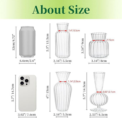 Mini Glass Vases for Centerpieces - Hewory Small Clear Bud Vase in Bulk, Cute Flower Vases Set for Wedding, Home Decoration, Table Decor (Clear, 16)