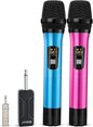 Wireless Microphone, Bietrun UHF Metal Dual Handheld Cordless Dynamic Mic System with Rechargeable Receiver, 1/4‘’Output, for Karaoke, Church, Speech, Wedding, Party Singing(160 ft Range)-Auto Connect