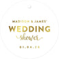 Andaz Press Personalized Round Circle Wedding Gift Tags, Metallic Gold Ink, Wedding Shower, 24-Pack, Custom Made Any Name