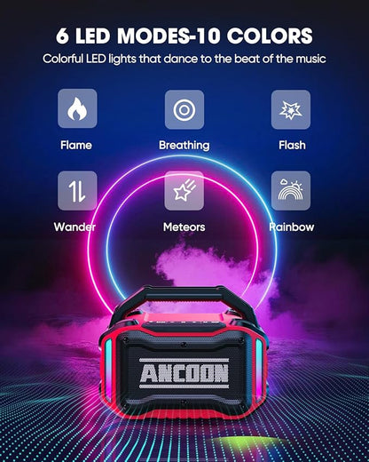 Speakers Bluetooth Wireless: 80W(Peak) Loud Speaker with Bass, 20H Playtime, IPX6 Waterproof, Large Jobsite Speakers for Work, Outdoor, Workshop, Garage, Portable Speaker with TWS (Red)