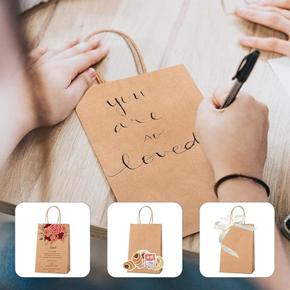 METRONIC Brown Paper Bags with Handles Bulk 5.25x3.75x8'' 100 Pcs Kraft Gift Bags for Small Business, Birthday, Wedding, Party Favors, Christmas, Retail Shopping, Made in USA