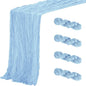 Aktor 4 Pack Light Blue Table Runner Boho Cheesecloth Table Runner Semi Sheer Gauze Fabric Runners for Wedding Birthday Baby Shower Party Boho Table Decoration（Light Blue）