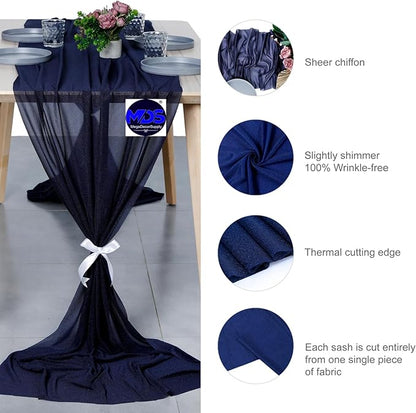 MDS Halloween Chiffon Table Runner - 5 Pack, 29 x 170 Inches, 14ft Each - Sheer Spooky Table Runners for Haunted House Parties, Trick-or-Treat Tables, Witchy Décor, Wedding & Events - Navy Blue