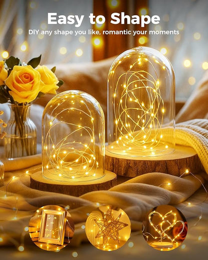 btfarm 6 Pack Fairy Lights Battery Operated, 7FT 20 LED Mini String Lights Waterproof Silver Wire for Mason Jars Centerpiece Table Crafts Bedroom Christmas Decoration, Warm White